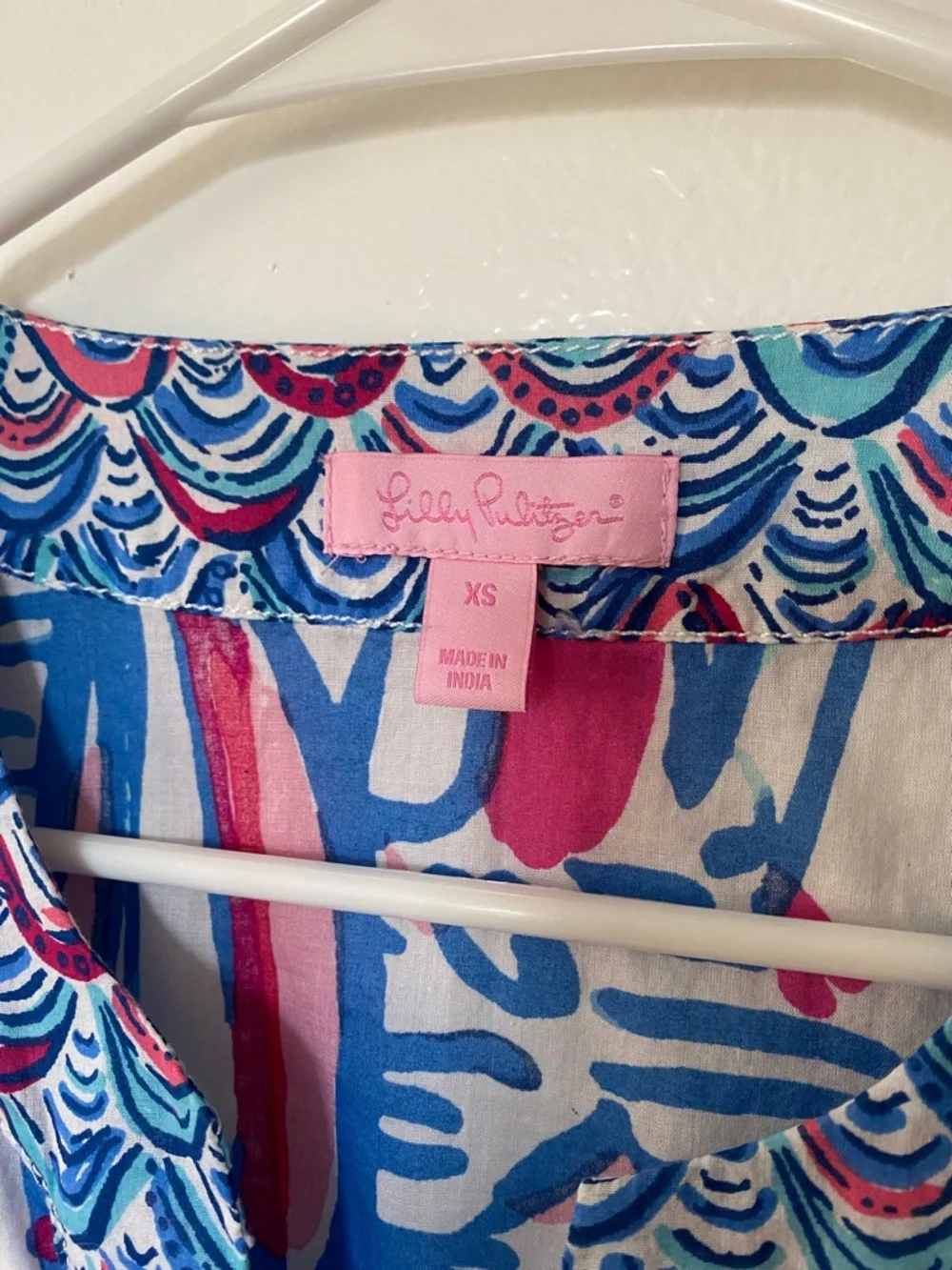 Lilly Pulitzer Blue, Pink & White Printed V-Neck Tunic - Picture 2 of 3